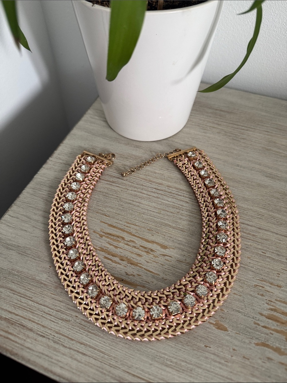 Rose Gold Crystal Statement Collar Necklace - Women Jewelry